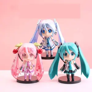 Amine Figure 9CM The New Hatsune Miku Figure Mini Character Ornaments Kawai Pink Green Hatsune Home desk Decoration Adult Toy
