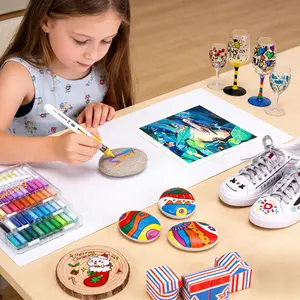 color acrylic marker Liquid Ink Acrylic Paint Pens (Brush Tip) 24/36 Shades Acrylic Marker Set Automatic Ink Control, Fast-Drying & Bold Colors! Natural Gradients, Washable for Kids’ Art, Christmas Decor & Back-to-School