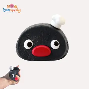 Handmake Cute Black Penguin Chef Animal Taba Squishy Soft Slow-Rise Stress Relief Squeeze Toy Fidget for Kids & Adults Gift Ideal
