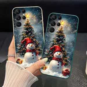 Christmas and Snowman Phone Case suitable for SamsungGalaxy S22 S21 S20 S10 Ultra Plus FE Lite 5G Silicone Anti-Fall Ultra Slim Soft Cover Giving gifts to family and friends