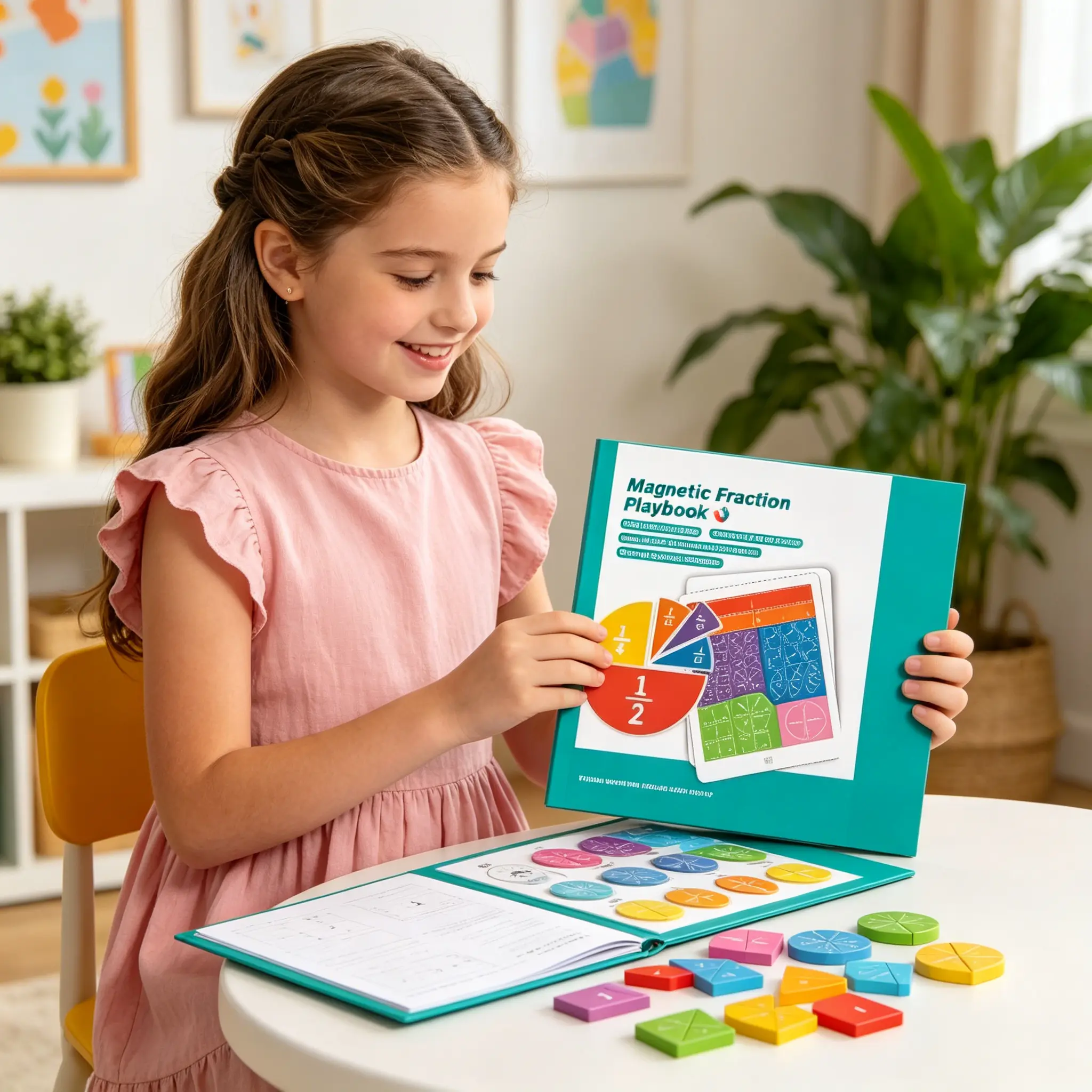 Magnetic Fraction Math Practice Kit - Preschool Kids' Visual Learning Tools (3-8 Age), Math Book Set for Addition & Subtraction, Bright Easter Gift Toy