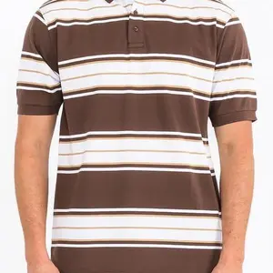 Old School Striped Pique Polo Shirt Casual Cotton Menswear Top