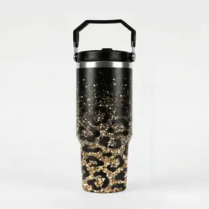 Leopard 30oz Tumbler with Handle Aesthetic Travel Mug Mothers Day Graduation Gifts for Mom Sister Women Her Gift