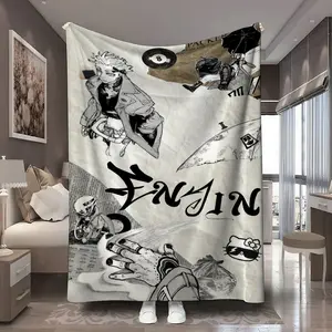 1Pc GACHIAKUTA FINGIN GACHIAKUTA FINGIN COLLAGE digital pattern printed blanket Soft warm blanket Suitable for bedrooms, guest rooms, living rooms, student dormitories, car sofas, and travel multifunctional blanket winter blanket Suitable for all seasons