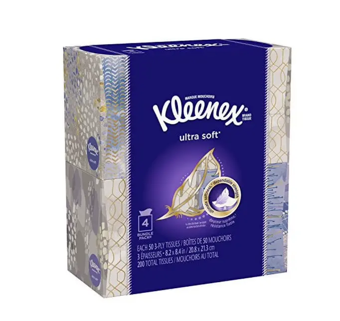 Kleenex Ultra Soft Facial Tissues, Cube Box, 50 Tissues per Cube Box, 4 Packs
