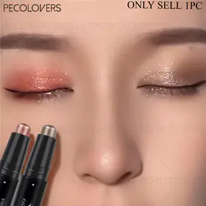 1PC Highlighter Double-Ended Eyeshadow Pencil, Fine Glitter for Brightening and Creating Dimensional Eye Makeup, Matte and Pearlescent, Waterproof and Sweatproof, One-Stroke Application