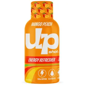 3x Upshot Energy Shot Mango Peach - Caffeinated Beverage Liquid Caffeine Focus Alertness Performance Endurance Sport Workout Gym Fuel Supplement Refreshing On The Go Stamina Recovery Metabolism Support Booster Travel Bottle 2oz 3ct Bulk Lot