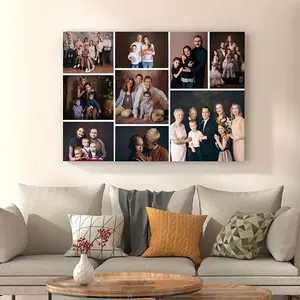 2D Flat, 2D Flat, 1pc Custom Photo Framed Framed Canvas Print- Personalized Family Portrait, Wedding, Birthday- Framed Framed Canvas  with Edged Frame- Modern/Classic/Art Deco Style- Living Room, Bedroom, Offic, Fathers's Day, Independence Day, Juneteenth