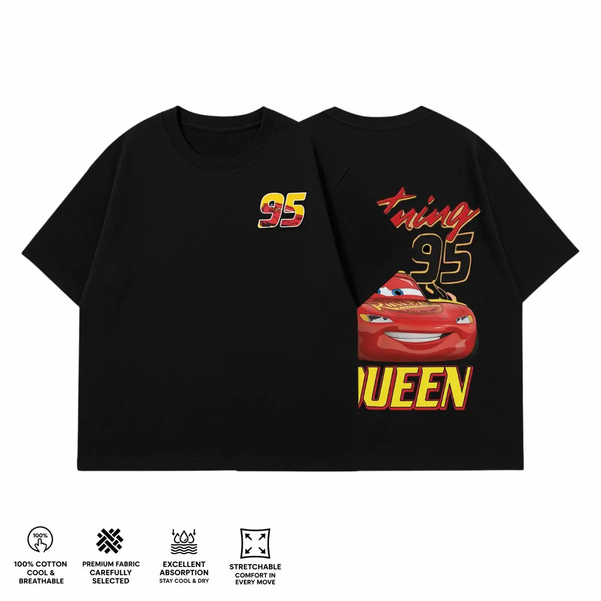 Retro Two Side Cars Gildan T-Shirt , Cars Movie T-Shirt,Mcqueen and Mater Retro Vintage Unisex Oversized Anime Graphic Tee – Trendy Y2K Acid Gildan,Manga Game Movie Lover Gift For Fans Merch