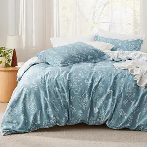 King Comforter - Mineral Blue, 3 Cute Floral, 1 Botanical Flowers Comforter and 2 Pillow Shams