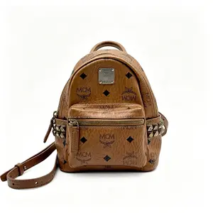 Pre-owned MCM MMK DSVE Classic Mini Backpack, Brandy Color Print with Side Studs, HW H22043