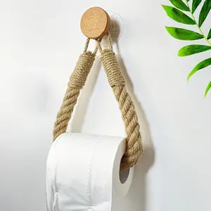 Wall Mounted Tissue Holder, Roll Paper Hanging Rope with Suction Cup, Bathroom Tissue Holder, Toilet Paper Roll Holder, Bathroom Toilet Accessories