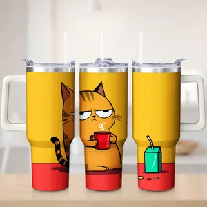 Stainless Steel Travel Mug Yellow Juice Box Design Outdoor Camping Hiking Drinkware