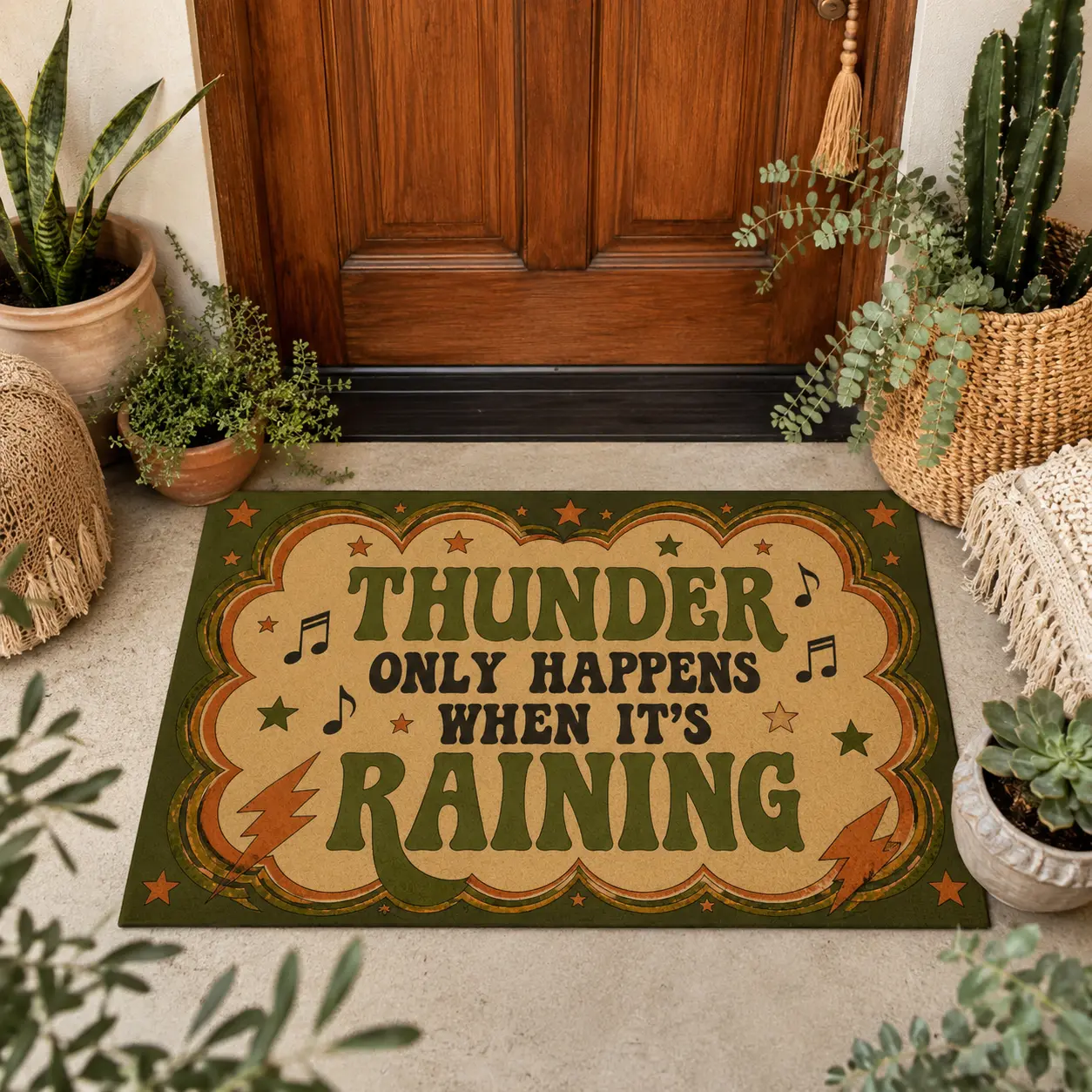 Retro Doormat, Music Lover Gift, Only Happens When ItsRaining Door Mat