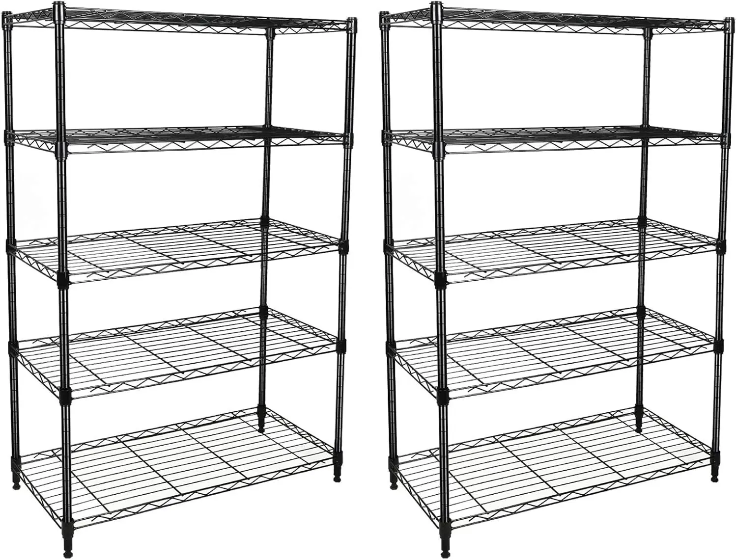 Simple Deluxe 5-Tier Heavy Duty Shelving Unit 1250 lbs Capacity Metal Storage Rack for Garage Kitchen or Office 29.9" D x 14" W x 63" H Black Steel Adjustable Leveling Feet