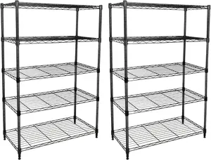 Simple Deluxe 5-Tier Heavy Duty Shelving Unit 1250 lbs Capacity Metal Storage Rack for Garage Kitchen or Office 29.9" D x 14" W x 63" H Black Steel Adjustable Leveling Feet