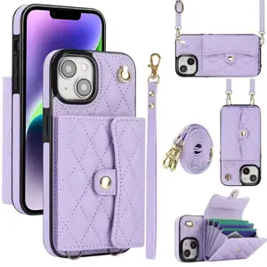 Crossbody Bag Fashion Flip Leather Phone Case For iPhone 15 13 12 11 14 Pro Max 15 14 plus Long Lanyard Wallet Card Holder Cover