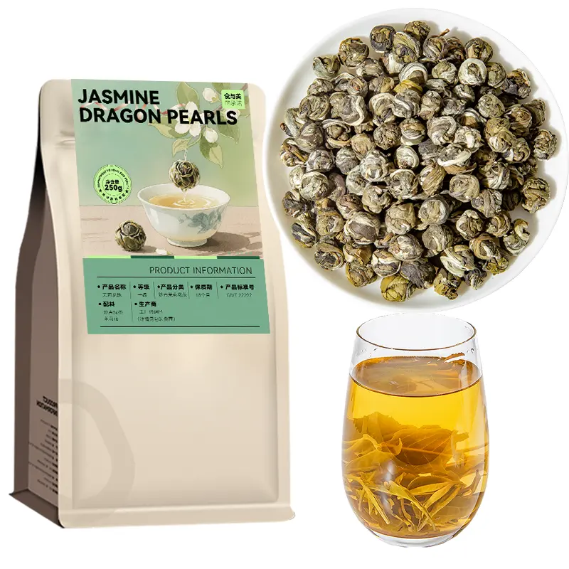 Jasmine Dragon Pearls Tea 250g Loose Leaf Rich Floral & Tea Aromas Caffeine Free Sugar Free Exquisite Packaging Perfect Holiday Gift for Tea Lovers Ideal for Christmas Beverage
