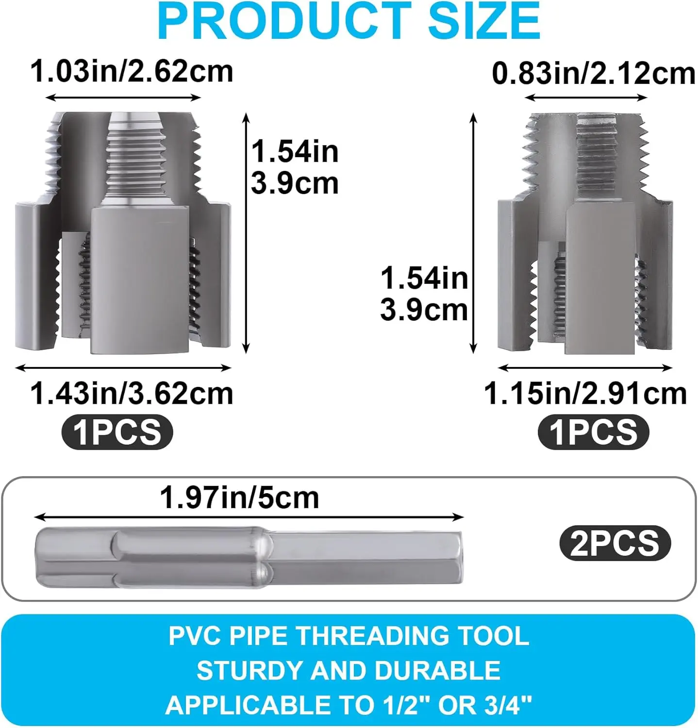 Pvc Thread Cutter Tool 1/2'' 3/4'' PVC Pipe Thread Cutting Tool Integrated Internal & External ...