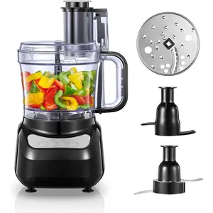 Processor, 12 Cup, 2-in-1 Feed Chute   & Meat , 500 Watt , , Stainless Steel, Procesador de Alimentos for Mincing, Dicing, Shredding, Puree & Kneading Dough