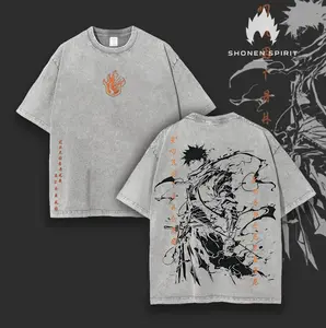 Ichigo Washed Oversized Tee – Double-Sided Print Bleach Shirt | Vintage Streetwear Unisex T-Shirt | Heavyweight Cotton Anime Manga Tee | Gift for Anime Fans