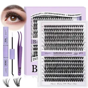 B&Q LASH Waterproof Lash Kit natural look Long lasting Individual Lashes Beginner Friendly Eyelashes with Tweezers Bond&Seal Extensions at Home