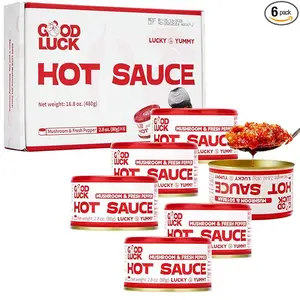 GOOD LUCK Spicy Mushroom Chili Sauce – Hot Chili Oil & Garlic Paste – 6 Cans