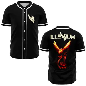 Illenium Black Baseball Jersey, Electronic Dance Music Festival Shirt, Rave Fan Apparel