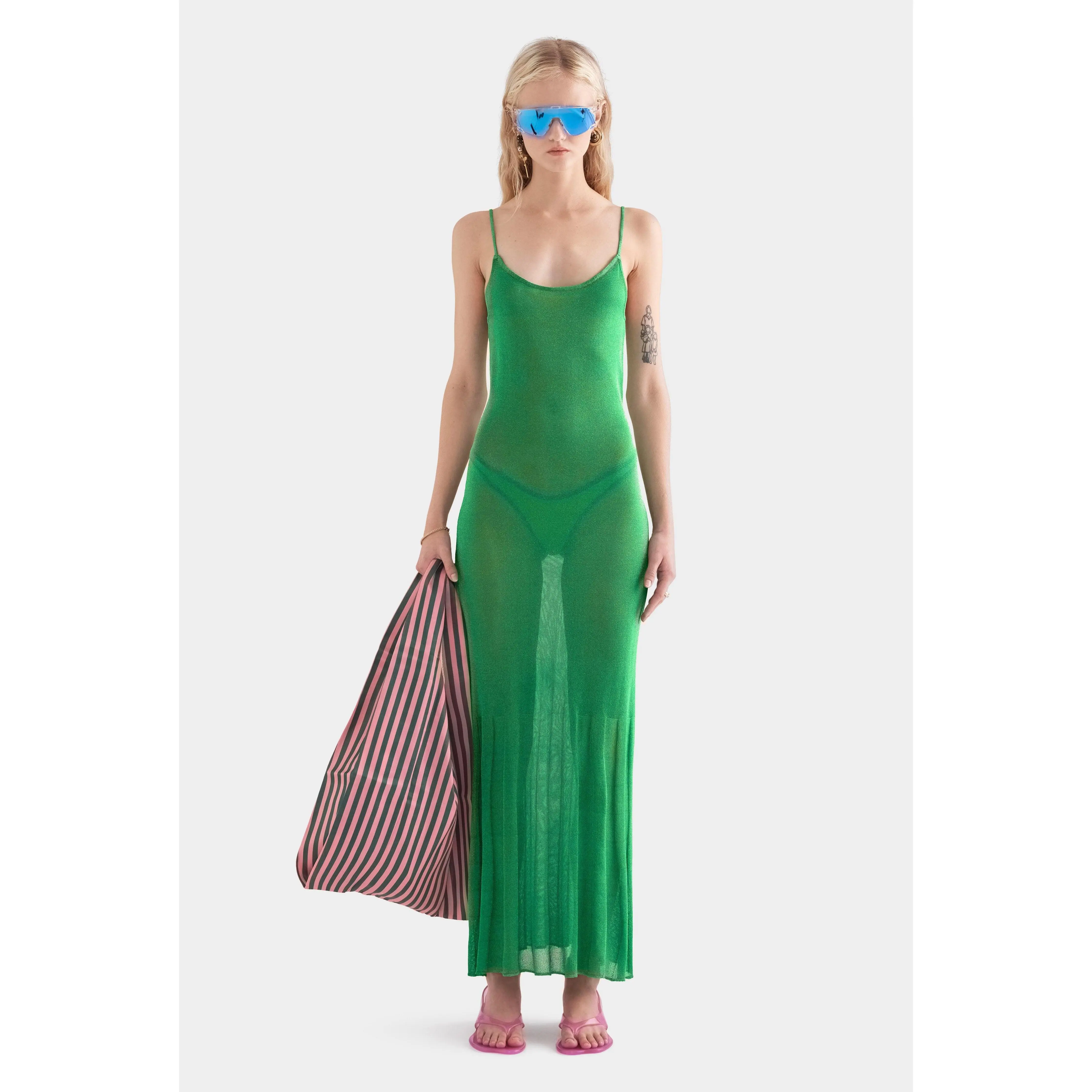 Lurex Knit Maxi Dress - Bright Green