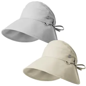 Women’s Semi Open Crown Outdoor Sun Hat Wide Brim, UPF Protection, Breathable Fabric, Adjustable Fit, Light Grey and Pink for Summer Events Casual Use outdoorfun