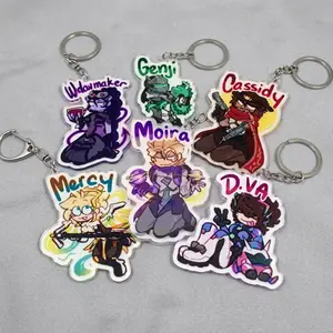Cartoon Chibi Overwatch Acrylic Keychain, Accessories Bag Anime Keyrings Manga Game Fans Gifts