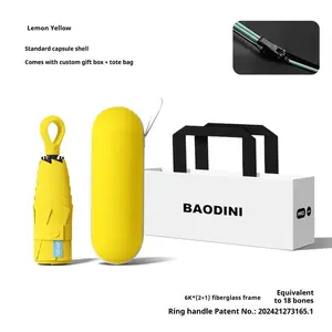 Portable Compact Umbrella Reinforced Multi-Bone Windproof Ring Hook Umbrella, Large Glue Sun Protection UV Resistant Rainy Sunny Umbrella