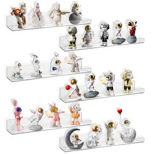 10 Pack Clear Floating Shelves for Wall 15 Inch Wall Mounted Display Shelf Organizer for Bedroom Bathroom Kitchen Living Room Nursery Open Shelving Kitchen Reclaimed Shelves Clear Shelves Shelves Decor