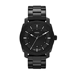 Fossil Machine Men's Three-Hand Day-Date, Black Stainless Steel Watch