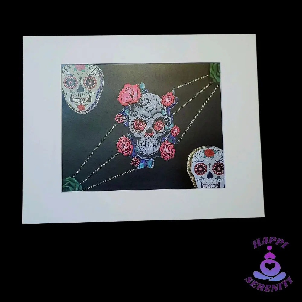 Happy Sereniti Real Fairy-tale Realities 11x14 Matted Prints with Colorful Skull Designs and Floral Elements