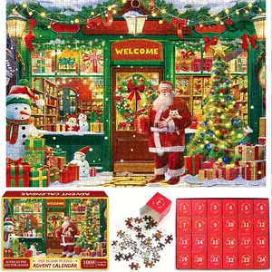 Pigipgi Advent Calendar 2025 Christmas Jigsaw Puzzle, 24 Boxes 1008 Pieces Christmas Countdown Calendars Holiday Puzzle Gifts for Kid Adult Puzzle Family Games Xmas Gift Home Decorations