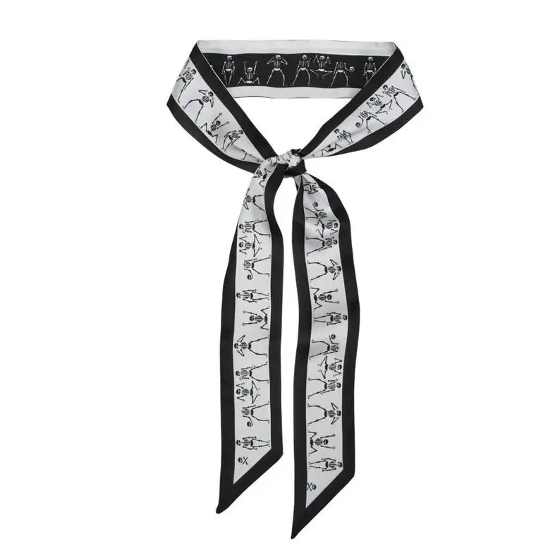 Last Dance Skeleton Print Skinny Scarf – Victorian Anatomy Accessory
