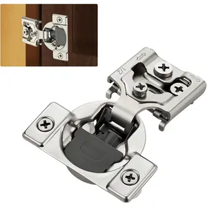10 Pack (5 Pairs) 1/2" Overlay Soft Close Cabinet Hinges, Satin Nickel Stainless Steel 3D Self-Closing Concealed Hinges for Face Frame Doors & Kitchen Cabinets
