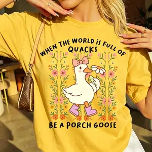Be a Porch Goose Pun Tee, Funny Graphic Shirt, Womens Everday Tee, Goose Shirt, comfy T-Shirt.