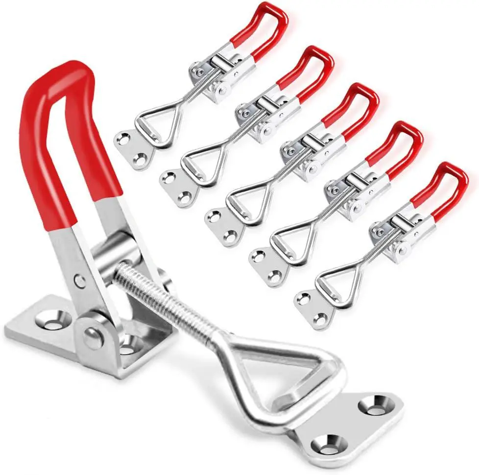 4001-6pk Toggle Latch Clamps, Heavy Duty Adjustable Workpiece Clamps with Plastic Grip, 330 lbs Load Capacity, Convenient Installation for Smoker Lids, Tool Boxes