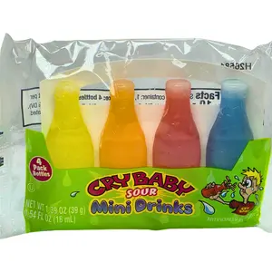 Cry Baby Sour Mini Drinks Wax Bottle Candy 4 Pack - Nostalgic Retro Sour Candy