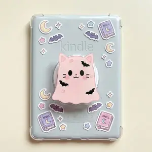 Magnetic Phone Grip Ghost Cat Phone Grip Kawaii Magnetic Ring Sparkle MagSafe Compatible Stand Adapter Ring for Secure Handling & Video Calls Compact & Durable Design