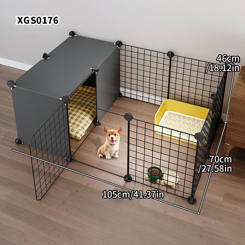 Small Dog Fence Indoor Home Pet Enclosure, Durable Puppy Playpen, One Room One Bath Puppy Cage with Toilet Area, Anti-Escape Dog Kennel