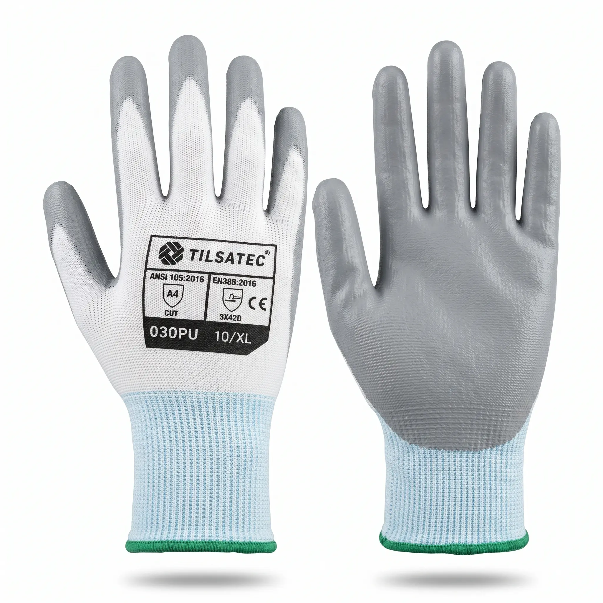 ANSI A4 CUT Resistant Gloves, Gray PU Palm Coating, Comfort Dexterous Liner, Ergonomic Anti-Fatigue Protective Gloves, For Sharp Heavy Objects, Metal, Glass, Manufacturing, Construction Industrial Work