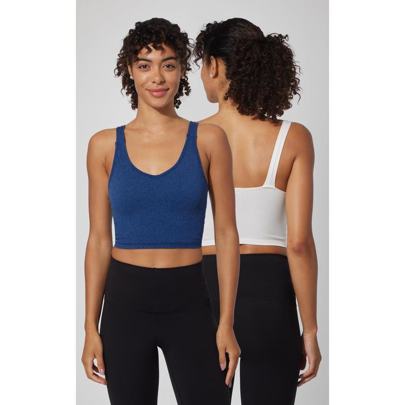 2 PK Alamo Ribbed Seamless V-Neck Bra Tank