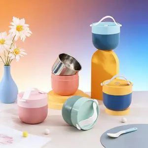 High-quality, large-capacity 304 stainless steel soup bowl, breakfast cup, insulated cup for office workers, students, and children, tableware spoon, high-quality soup bowl, essential for high-end family camping and picnics