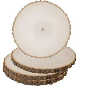 4 Pack Large  Circle Slices, 8 to 10 Inches DIY Unfinished  Table Centerpieces,  Rustic Round Crafts for Indoor Christmas Wedding Party Decor