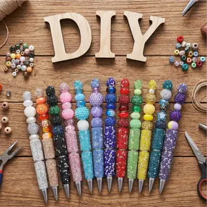 Beadable Glitter Rhinestone Ballpoint Pens, DIY Beading Supplies, Women’s Cute Journalling Pens, Tween Girls’ Gift
