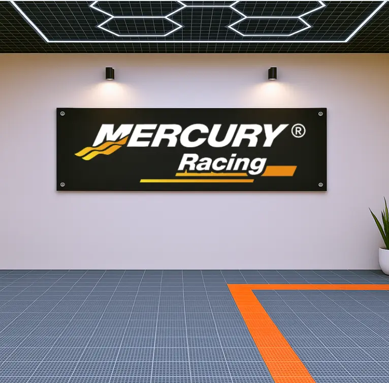 Decoration Mercury Racing Wall Flag – 71x24" Banner for Garage, Shop, or Gift