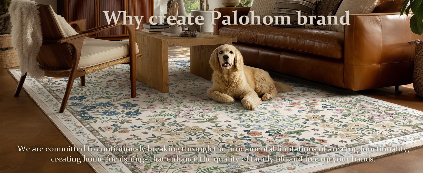 palohom Washable Rugs for Living Room Non Slip Low Pile Non Shedding Lightweight Soft Faux Wool Carpet Floral Area Rug for Bedroom Kitchen Dining Room Under Table Rug Runners for Hallway Entryway Farmhouse Stain Resistant Easy Care Indoor Home Decor